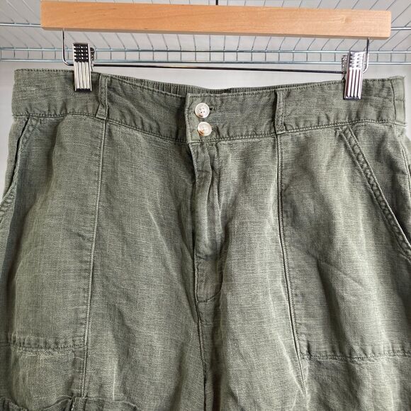 Joie Women's High Rise Linen Shorts Size 12 Loose Flowy Preppy Summer Weekends - Picture 2 of 9